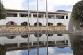 Guatavita town hall building at midday with water refflection Royalty Free Stock Photo