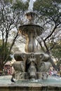 Antigua, Guatemala - February 2024: A beautiful water fountain in the Central Park in Antigua, Guatemala Royalty Free Stock Photo