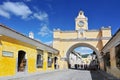 Guatemala, Antigua, the Santa Catalina arch connecting two parts of old convent Royalty Free Stock Photo