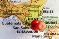 Guatemala city red pin on it Royalty Free Stock Photo