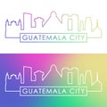 Guatemala city skyline. Colorful linear style.