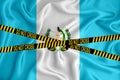 Guatemala flag, the Don`t Cross the Line mark and the location tape. Crime concept, police investigation, quarantine. 3d renderin
