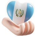 Guatemala flag with heart hand care