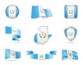 Guatemala flags collection. Vector illustration set flags and outline of the country Royalty Free Stock Photo