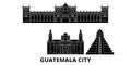 Guatemala, Guatemala City flat travel skyline set. Guatemala, Guatemala City black city vector illustration, symbol