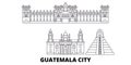 Guatemala, Guatemala City line travel skyline set. Guatemala, Guatemala City outline city vector illustration, symbol