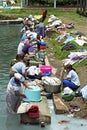 Village life with laundry washing Indian women Royalty Free Stock Photo