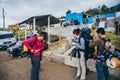 GUATEMALA - January 08: Group of hikers prepare to ascend the Acatenango Volcano, January 08, 2017 near Antigua, Guatemala