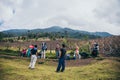 GUATEMALA - January 08: Group of hikers rest before resuming their hike to the top of the Acatenango Volcano, January 08, 2017 Royalty Free Stock Photo