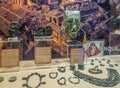 Sculptures and necklaces, Jade Maya museum, La Antigua, Guatemala Royalty Free Stock Photo