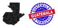 Guatemala Map Polygonal Mesh and Grunge Bicolor Watermark