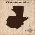 Guatemala old map with grunge and crumpled paper. Vector illustration