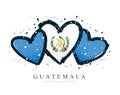 Guatemalan flag in the form of three hearts. Vector illustration