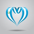 Guatemalan flag heart-shaped ribbon. Vector illustration.