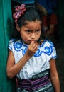 Guatemalan girl dressed up for the school queen election, San Pedro La Laguna, Solola, Guatemala