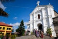 Guatemaltecas exiting church in San Pedro la Laguna, Guatemala