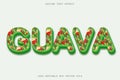 Guava 3d text effect realistic textured eps editable text Royalty Free Stock Photo