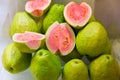 Guava fruits on display at a fresh market