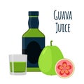 Guava juice, fruit alcohol, flat style. Tropical cocktail, shot,