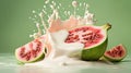 Guava Milk Splash background. Generative AI. Generative AI technology