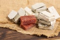 Guava Paste Wrapped in Bijao Leaf; Photo On Wood Background