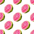 Guava polygonal seamless pattern, vector illustration