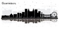 Guayaquil Ecuador City Skyline with Black Buildings and Reflections Isolated on White Royalty Free Stock Photo