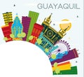 Guayaquil Ecuador City Skyline with Color Buildings, Blue Sky and Copy Space Royalty Free Stock Photo