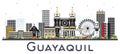 Guayaquil Ecuador City Skyline with Color Buildings Isolated on