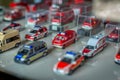 Little fire trucks in display at a museum Royalty Free Stock Photo