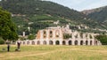 Gubbio, Italy. Amazing view of the ruins of the Roman theater and the city. It is one of the most beautiful small town in Italy