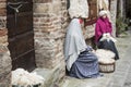 A visit to the beautiful medieval town of Umbria Region, during the Christmas holidays, with nativity scene of life-size statues