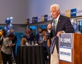 Gubernatorial nominee Charlie Crist talks to supporters and media in Tamarac Florida