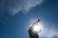Silhouette of the monument of trumpeter in Guca Royalty Free Stock Photo