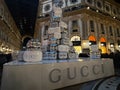 The Gucci Christmas Tree Is Not a Tree. An installation of 78 gift boxes sealed with Gucci signature Milan iconic