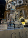 The Gucci Christmas Tree Is Not a Tree. An installation of 78 gift boxes sealed with Gucci signature Milan iconic