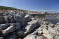 Gudhjem and its small harbour. Bornholm, Denmark Royalty Free Stock Photo