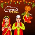 Happy Gudi Padwa Maharashtra New Year festival greeting card design template Royalty Free Stock Photo