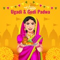 Vector of traditional Indian festival celebration background for the New Year Day Ugadi or Gudi Padwa Royalty Free Stock Photo