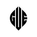 GUE circle letter logo design with circle and ellipse shape. GUE ellipse letters with typographic style. The three initials form a Royalty Free Stock Photo