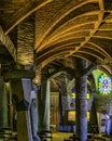 Guell Crypt Interior, Catalunya, Spain Royalty Free Stock Photo