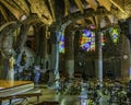 Guell Crypt Interior, Catalunya, Spain Royalty Free Stock Photo