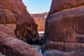 Guelta d`Archei waterhole near oasis, Ennedi Plateau, Chad, Africa. Royalty Free Stock Photo