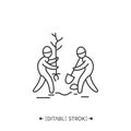 Guerilla planting line icon. Editable illustration