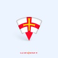 Guernsey Flag Map Pointer Design with Shadow