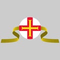 Guernsey flag with ribbon behind