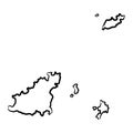 Guernsey map from the contour black brush lines different thickness on white background. Vector illustration Royalty Free Stock Photo