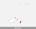 Guernsey Map Flag. Map of Guernsey with flag isolated on white background. Jurisdiction of the Bailiwick of Guernsey, United Kingd