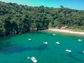 Guernsey small beach with sea, cliffs and small boats Royalty Free Stock Photo