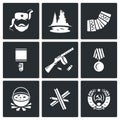 Guerrillas warrior icons set. Vector Illustration.